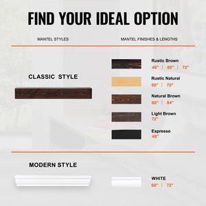 Mensola per Caminetto in Legno Naturale 60'' X 8'', Capacità di Carico 50 Libbre, Mensola Galleggiante da Parete Stile Rustico - Product Image 6