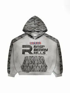 Sweat à capuche pour homme Raspberry, style streetwear oversize, fermeture éclair unie, poche imprimée, design hiver, en coton tricoté - Product Image 5
