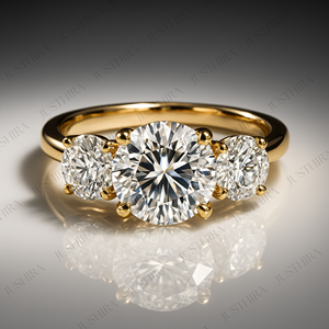 Fine <b>Rings</b> Three Stone 14K White Solid Gold Wedding <b>Ring</b> Women Round Cut Center Stone 2ct Lab Grown Diamond <b>Ring</b> For Her - Product Image 3