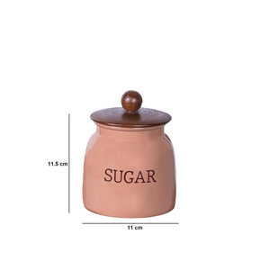 Decorative Peach Tea Coffee <b>Sugar</b> Canisters Set of 3 with Round Wooden Lids Airtight Kitchen Food Storage Jars Counter Decor Jar - Product Image 5