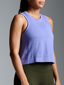 Débardeur court léger et respirant pour femme, col rond, coupe ajustée, sans manches, décontracté, en polyester/coton, vêtement de mode - Product Image 4