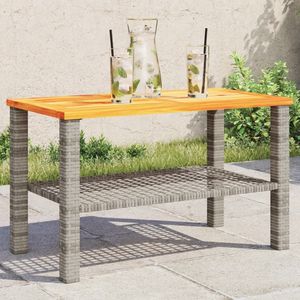 27.6 tavolo da giardino in legno di Acacia e Poly Rattan \ "x15 \" x16.5 \ "colore grigio - Product Image 1