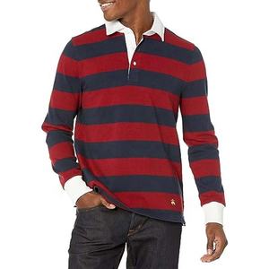 Men's Long Sleeve Striped Polo Shirt 100% Cotton Turn-<b>down</b> Collar Full Sleeve Regular Fit All Seasons Embroidery Logo Front - Product Image 1