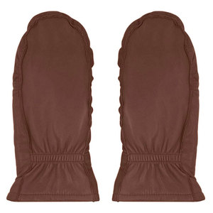 Mitaines d'hiver en cuir marron, longueur poignet, style uni, thermiques, pour l'extérieur - Product Image 3
