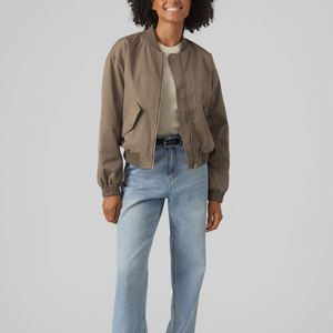<b>Women</b> Autumn/<b>Winter</b> Eco-Friendly Windproof <b>Waterproof</b> Solid Dobby Vintage Bomber <b>Jacket</b> - Product Image 2