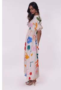 เดรสแม็กซี่พิมพ์ลายลำลอง เดรสยาวมีกระเป๋าสำหรับผู้หญิง ราคาดีที่สุด คุณภาพสูง รับสกรีนโลโก้ แขนยาว ทรงหลวม - Product Image 5