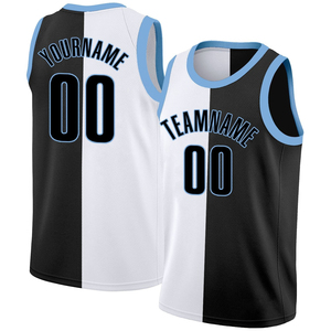 Maillots de basket-ball tendance noir, blanc et bleu, ensemble de maillots de basket-ball personnalisés, vente en gros, logo vierge par sublimation, OEM - Product Image 5