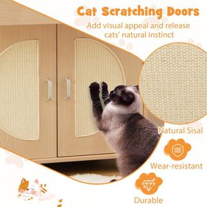 Custodia per lettiera per gatti con porte per graffi in Sisal e custodia per animali domestici e mobili - Product Image 6