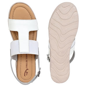 Sandales élégantes pour femmes en cuir blanc avec sangle élastique, plateforme, légères, amortissantes, antidérapantes, pour un usage quotidien au printemps - Product Image 5