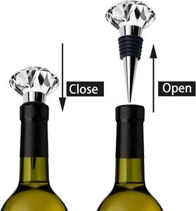 Juego de 3 Tapones de Vino de Cristal y Metal con Forma de Diamante en Morado, Amarillo y Transparente para Botellas de Vino - Product Image 2