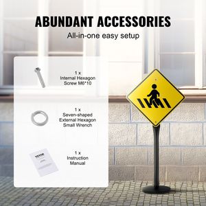 4 ft portatile in ghisa segno di palo resistente in acciaio duro in plastica Base ruota U-canale segno di supporto nero per giardino cortile Farm - Product Image 5