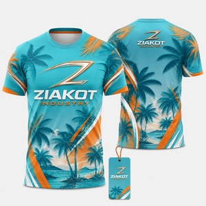 Camiseta Deportiva ZIAKOT INDUSTRY para Hombre, Sublimada, Degradado Rojo Beige Negro, Secado Rápido, Manga Corta, Cuello Redondo, para Adultos - Product Image 1
