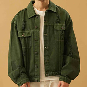 SHARISSA INTERNATIONAL Chaqueta de Pana Verde para Hombre, Corte Regular, Color Sólido, Casual, Otoño, Cierre de Botones, Transpirable, con Costuras Decorativas - Product Image 5