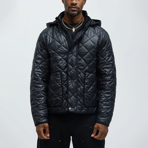 Blouson d'hiver matelassé unisexe personnalisé OEM, haute qualité, décontracté, brillant, col montant, à capuche, vente en gros de toutes les vestes gonflées - Product Image 6