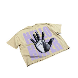 Camiseta Gráfica de Algodón Grueso Oversize para Hombre al por Mayor Personalizada con Pedrería Estilo Hip Hop Streetwear - Product Image 1