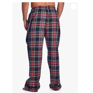 <b>Men's</b> Casual Cotton Plaid <b>Flannel</b> Trouser Adult Drawstring Waist Winter Sleepwear <b>Pyjamas</b> - Product Image 1