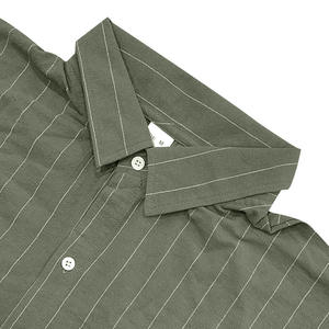 เสื้อเชิ้ตผู้ชายลายทางพิมพ์ลายหลวมๆ แขนสั้น ปกคอพับ ชุดเซ็ตฤดูร้อน ระบายอากาศได้ดี ชุดลำลองสองชิ้น - Product Image 6