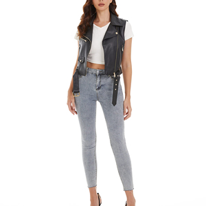 Chaleco de Cuero para Mujer, Transpirable, a la Moda, de Alta Calidad, con Botones Metálicos, Estilo Motero, Prenda Exterior para Motocicleta - Product Image 5
