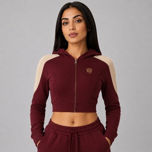 Custom <b>Women's</b> Winter Crop <b>Top</b> Hoodie 100% Cotton Breathable <b>Zip</b>-<b>Up</b> Front Printed Logo Streetwear Oversize Eco-Friendly High - Product Image 1