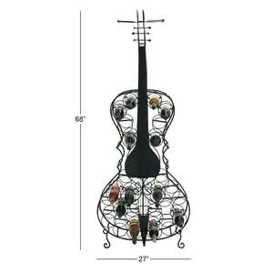 Metal Violin-Shaped Farmhouse Design Waterproof <b>Wine</b> Rack Holder 68 Inch Tall Decorative Bottle Stand for Home or Restaurant Use - Product Image 1