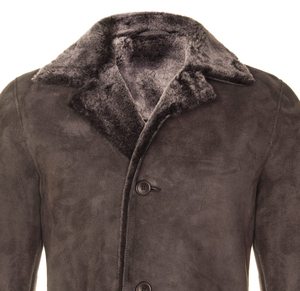 <b>Men's</b> Sherpa Lined Winter <b>Jacket</b> <b>Men's</b> Brown Sheepskin Real Shearling Classic <b>Suede</b> Leather Pea Coat Leather <b>jacket</b> Coat <b>Men</b> - Product Image 5