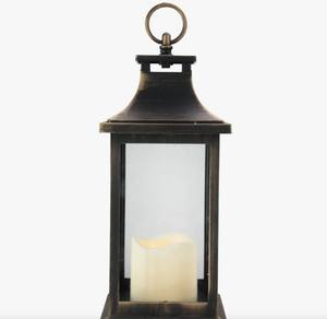 Farolillo Cuadrado de Hierro Antiguo Hecho a Mano con Paneles de Vidrio, Decoración Navideña para el Hogar, Uso Interior y Exterior - Product Image 3