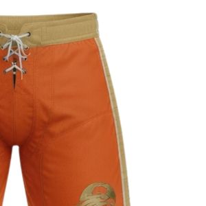 Shorts d'entraînement de hockey sur glace sublimés orange pour hommes, en polyester, avec cordon de serrage et bande latérale, vêtements de sport pour matchs d'équipe - Product Image 4