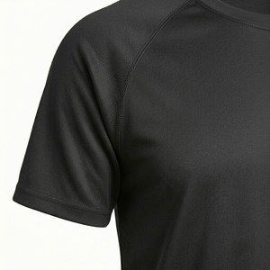 Men's Black Short Sleeve Crew Neck Moisture Wicking <b>T</b>-<b>Shirt</b> Regular Fit 100% <b>Polyester</b> Solid Color All Seasons Athletic Top - Product Image 5
