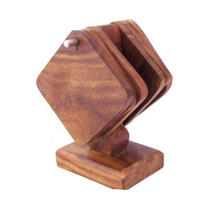 Ensemble de sous-verres carrés en bois de haute qualité avec support, sous-verres en bois d'acacia en gros pour table basse, cuisine, décoration de la maison - Product Image 3