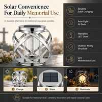 Lanterne solaire de cimetière en métal et verre, lampe commémorative LED pour la décoration de tombes, fournisseur en gros de Znicz Solarny polonais