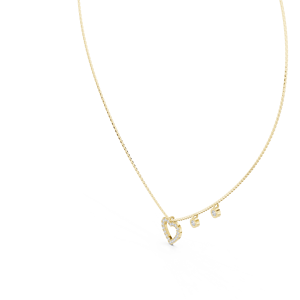 Delicado Collar con Colgante de Corazón de Oro y Diamantes en Bisel - Product Image 4