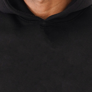 Men's Black Cotton Hooded <b>Sweatshirt</b> Regular Fit Solid Color Casual Pullover With Front Pocket Autumn Wear - Product Image 3