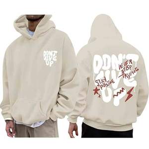 Sudadera con Capucha Vintage de Gran Tamaño, Bordada, 100% Algodón, Estilo Urbano para Hombre - Product Image 1