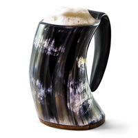 Mug classique fait main en corne de buffle, forme naturelle, tasse à bière vintage avec poignée, résistant à la chaleur, vaisselle décorative pour les fêtes