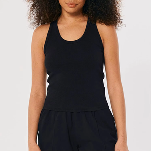 Women Solid Color Scoop Neck Knitted Tank <b>Top</b> Breathable Regular Length Minimalist Style <b>Low</b> Moq Wholesale Price High Quality - Product Image 6