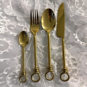 Ensembles de couverts en or, design moderne, en acier inoxydable, pour la décoration de mariage, de qualité alimentaire, de luxe, 4 pièces - Product Image 2