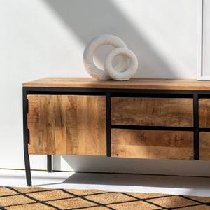Meuble TV industriel en bois de manguier Vandana Novara Nova avec 2 portes, console de divertissement moderne - Product Image 2