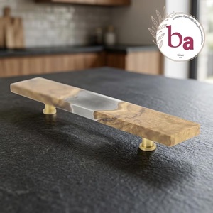 Ba Modern Industrial Design Wooden Bar Cabinet Handle with Resin Inlay Eco-Friendly & Multi-Function for Kitchen Drawer Pulls - Product Image 1