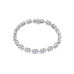 925 Silver Moissanite Bracelet Oval Cut Sparkling Tennis Style Wedding <b>Gift</b> for Women - Product Image 1
