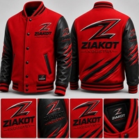 Veste Bomber Varsity Letterman Bicolore Rouge et Noir à Boutons Pression Personnalisée pour l'Industrie Ziakot – Vente en Gros Directe
