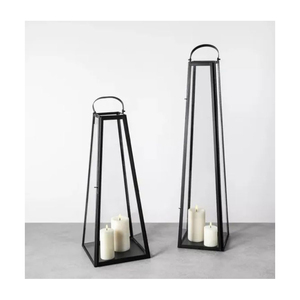 Elegante Juego de Portavelas de Metal Rústico con Cilindros de Vidrio, Farol Vintage para Decoración del Hogar - Product Image 3