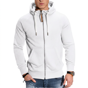 Sweat-shirt à capuche zippé pour homme, couleur unie, décontracté, respirant, en polyester tricoté, coupe classique, automne - Product Image 6