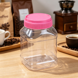 Frasco PET Hermético, Botella de Almacenamiento de Plástico Cuadrada de Grado Alimenticio con Tapa, Venta al por Mayor <span class=keywords><strong>para</strong></span> Harina, Polvo, Granos, Cocina, Despensa - Product Image 1