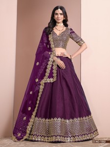 Lehenga Choli Moderne en Soie Artificielle avec Blouse pour Mariages, Diwali et Soirées - Modèle Longueur au Sol - Product Image 2