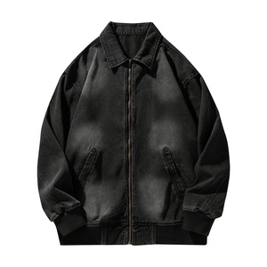 Chaqueta vaquera de gran tamaño vintage hecha a medida para hombre, resistente al viento de alta calidad con cuello levantado con cremallera para invierno - Product Image 3
