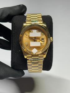 New Luxury Stainless Steel Watch with Glass Dial Mixed Display Quartz Movement Diamond Case for Men's Export Sale - Product Image 1