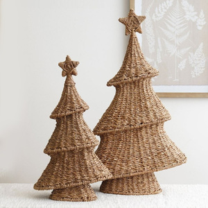Set of handmade sea grass christmas tree natural seagrass cone trees holiday decoration supplies - Product Image 6