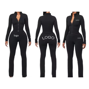 Women's Black 2 Piece Tracksuit <b>Set</b> Turtleneck Zipper Long Sleeve <b>Crop</b> <b>Top</b> Jogger Pants Sporty Fit All Seasons Womens <b>Sets</b> - Product Image 3