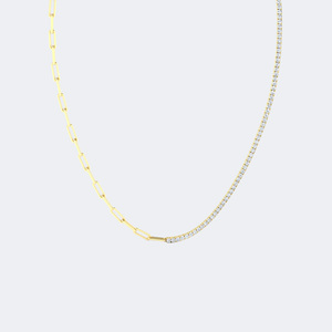 Collier de luxe plaqué or avec diamants de laboratoire ronds taille brillant 4.00CTW, sertis à griffes, couleur E - Product Image 1