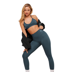 Leggings de yoga taille haute premium pour femme, anti-transparence, couleur turquoise, en nylon et élasthanne, respirants, pour le sport et le fitness - Product Image 4